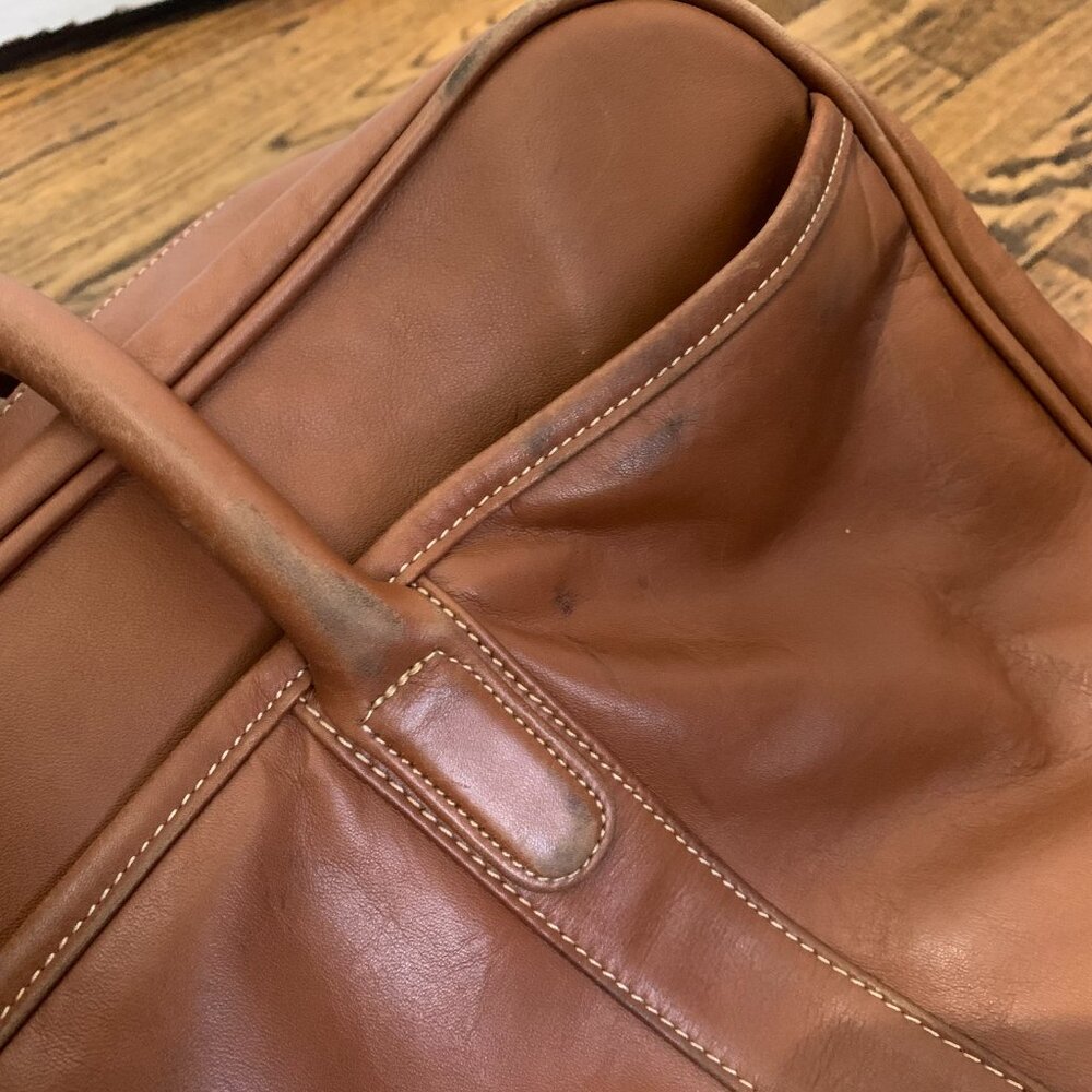 Vintage Coach Cognac Brown Leather Duffel‎ Travel Bag Weekender - Picture 10 of 11
